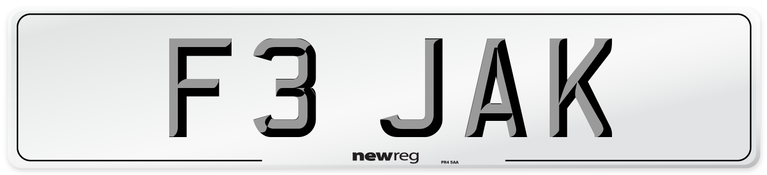 F3 JAK Number Plate from New Reg
